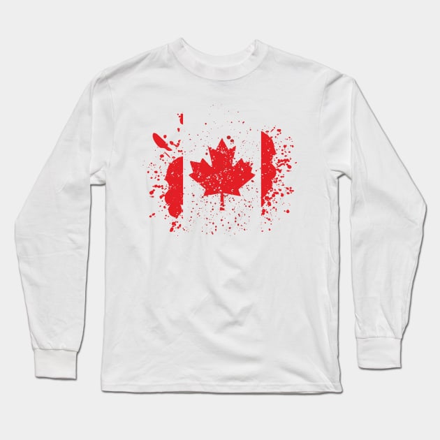 Grunge Canadian Flag Long Sleeve T-Shirt by Jamie Lee Art